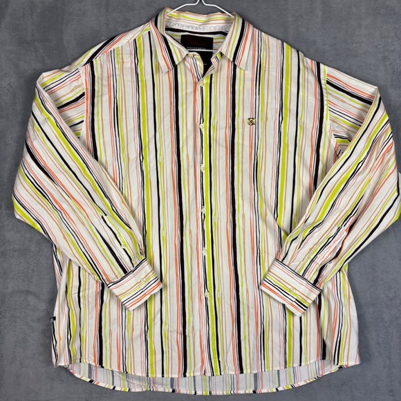 Rocawear Other - Rocawear Mens 3XL Button Down Shirt Multi Color Stripe Long Sleeve Cotton Y2K